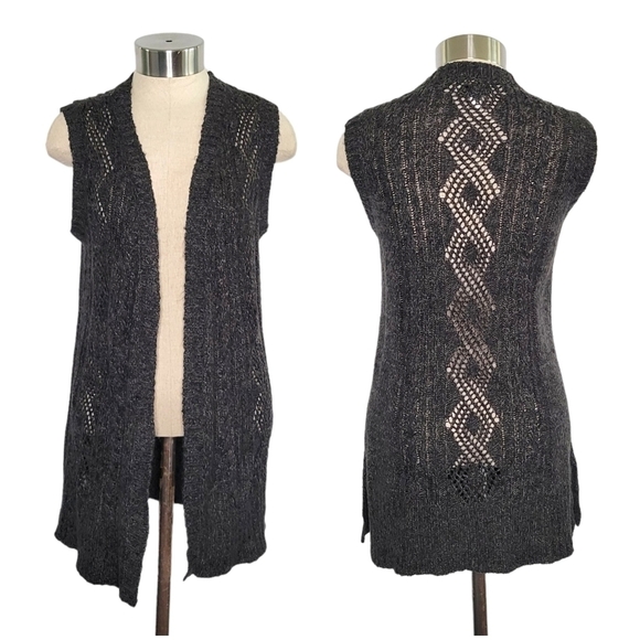 Kim Rogers Sleeveless Knit Soft Lightweight Long Cardigan Sweater Size M Gray - Picture 1 of 7